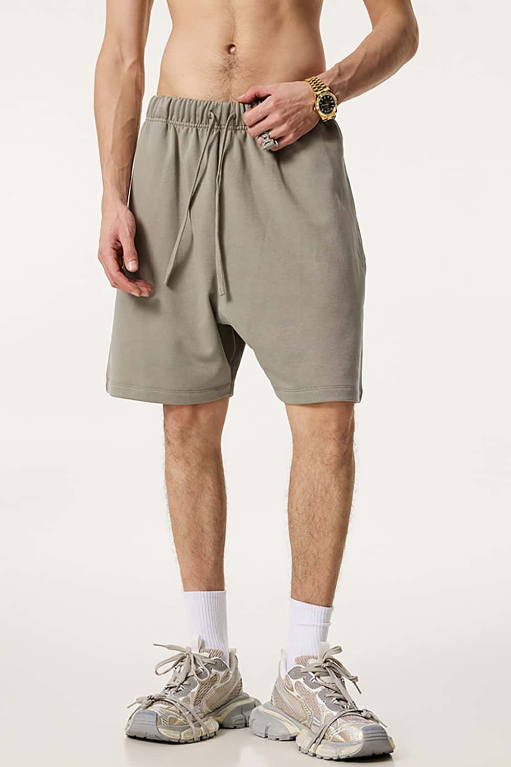 Heavyweight Solid Color Casual Sports Shorts with Zip Pockets