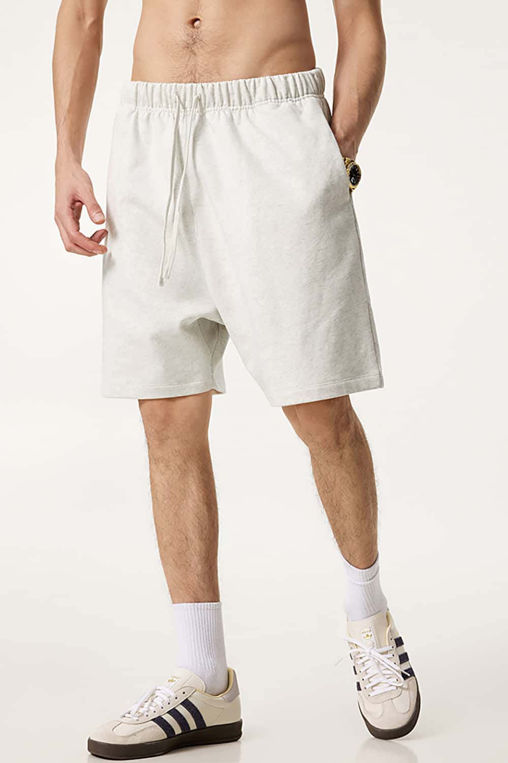 Heavyweight Solid Color Casual Sports Shorts with Zip Pockets