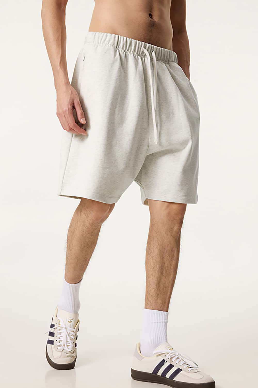 Heavyweight Solid Color Casual Sports Shorts with Zip Pockets