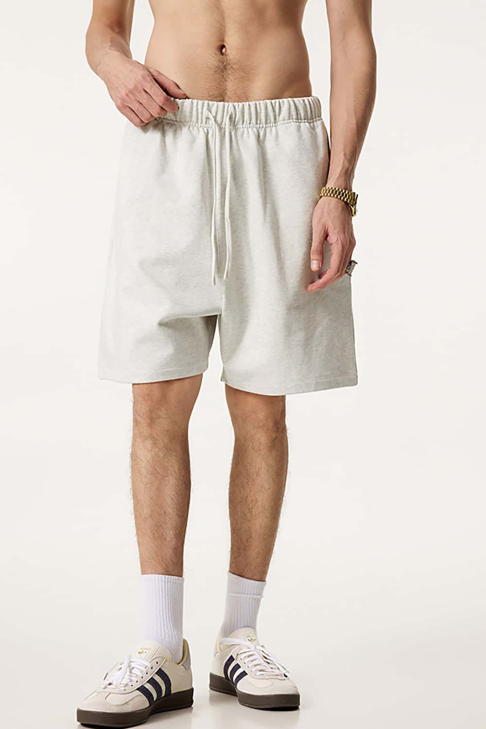 Heavyweight Solid Color Casual Sports Shorts with Zip Pockets