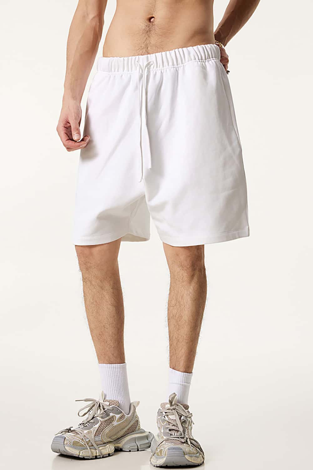 Heavyweight Solid Color Casual Sports Shorts with Zip Pockets