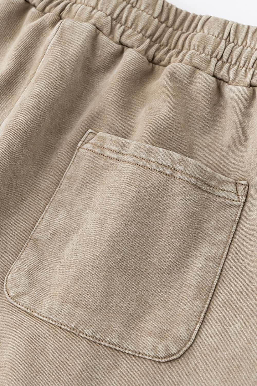 Vintage Unisex Washed Loose-Fit Rolled Hem Casual Shorts