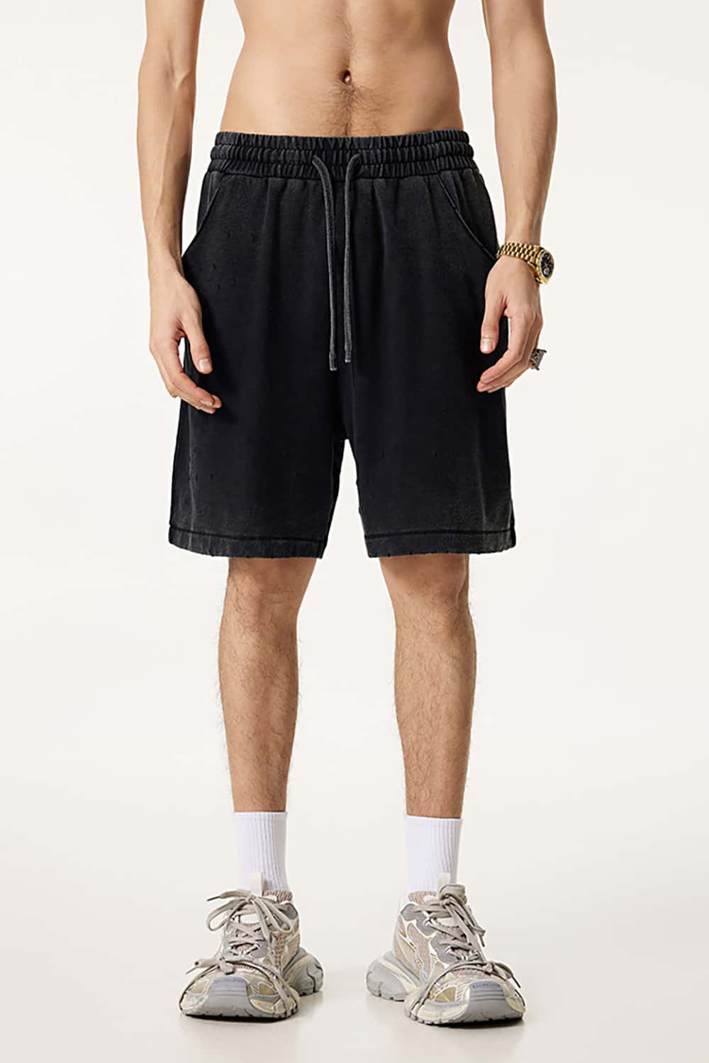 Washed Reverse-Dye Loose-Fit Casual Sports Shorts