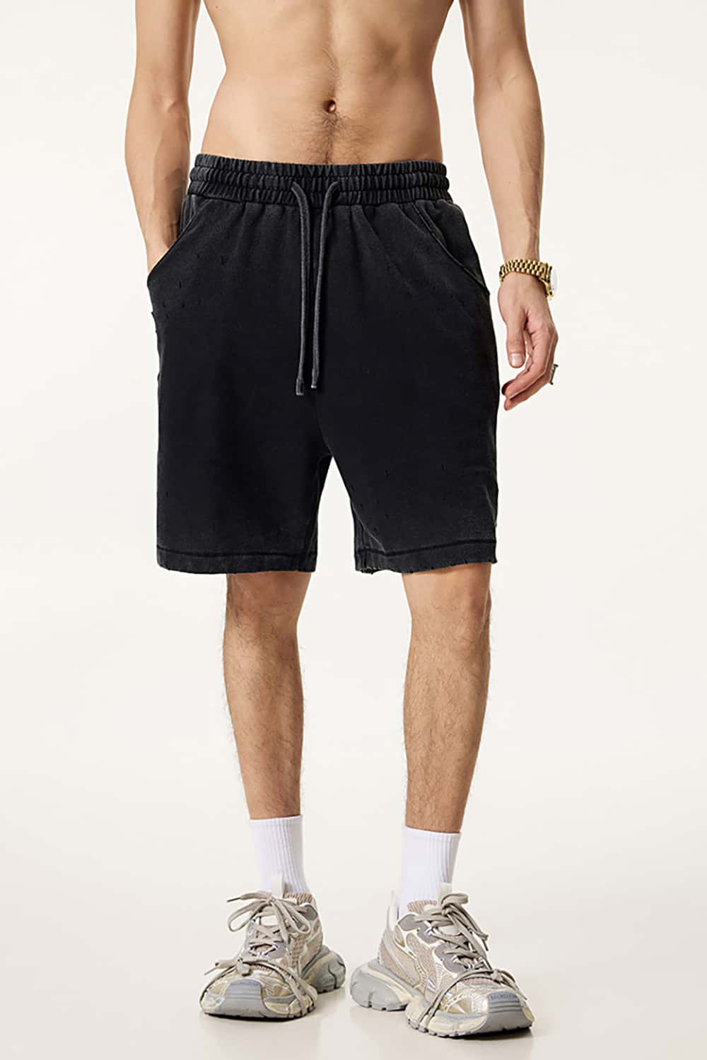 Washed Reverse-Dye Loose-Fit Casual Sports Shorts