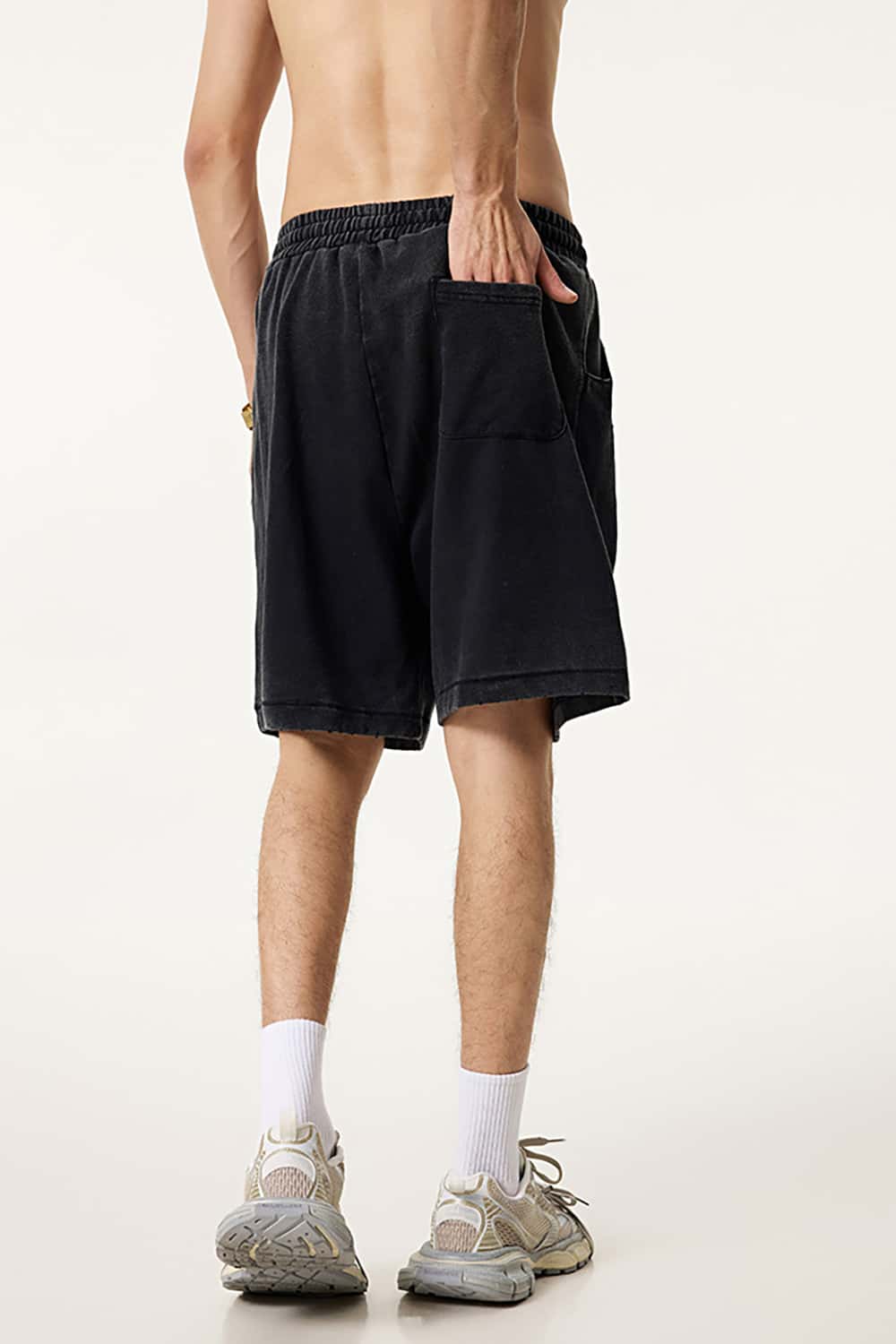 Washed Reverse-Dye Loose-Fit Casual Sports Shorts
