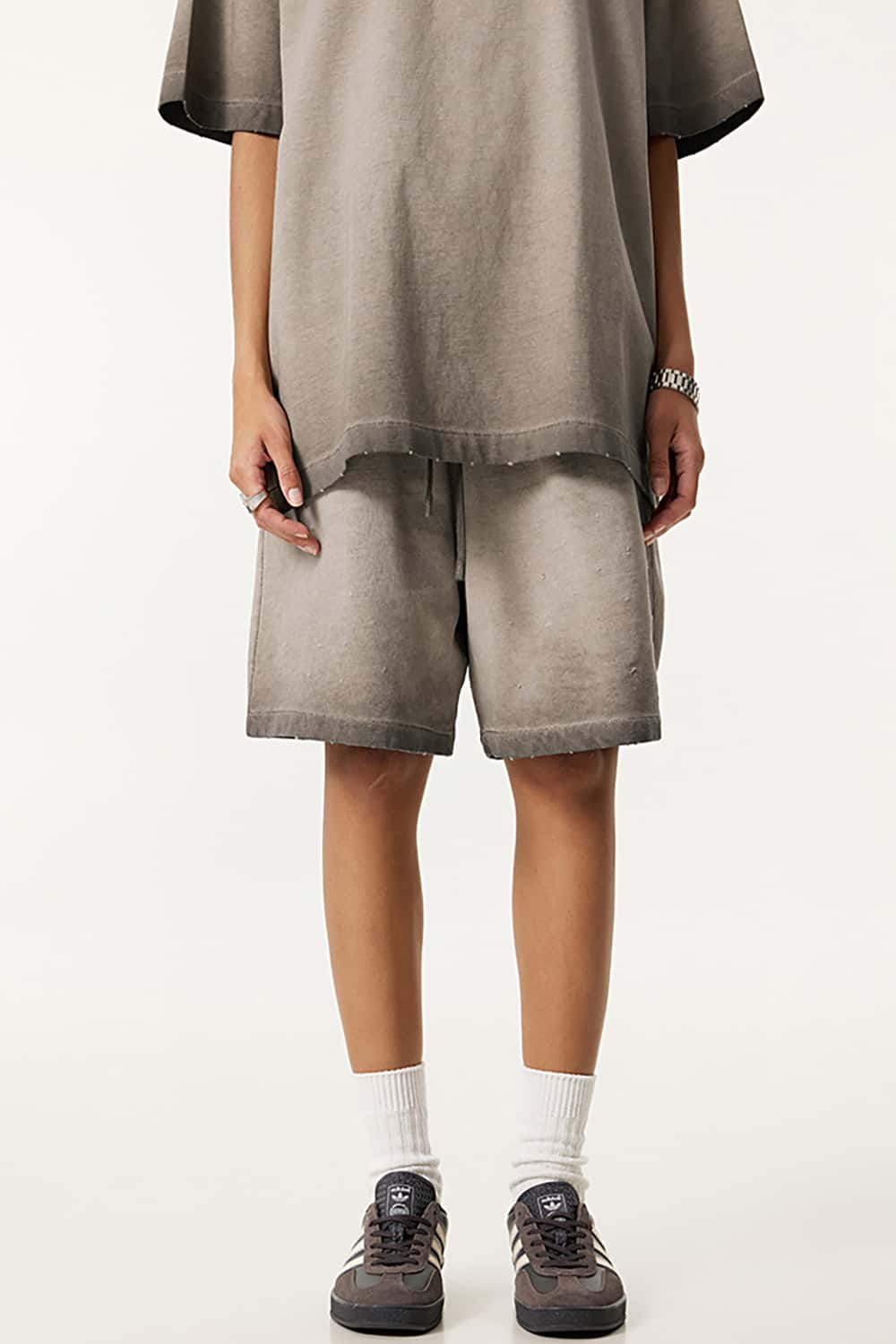 Washed Reverse-Dye Loose-Fit Casual Sports Shorts