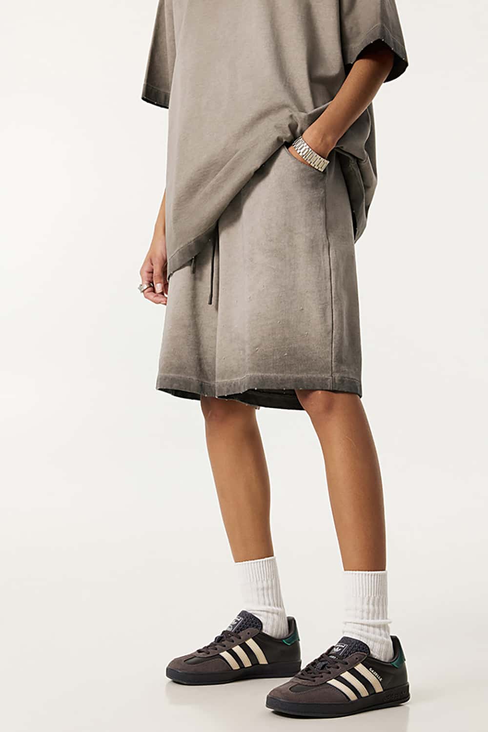 Washed Reverse-Dye Loose-Fit Casual Sports Shorts