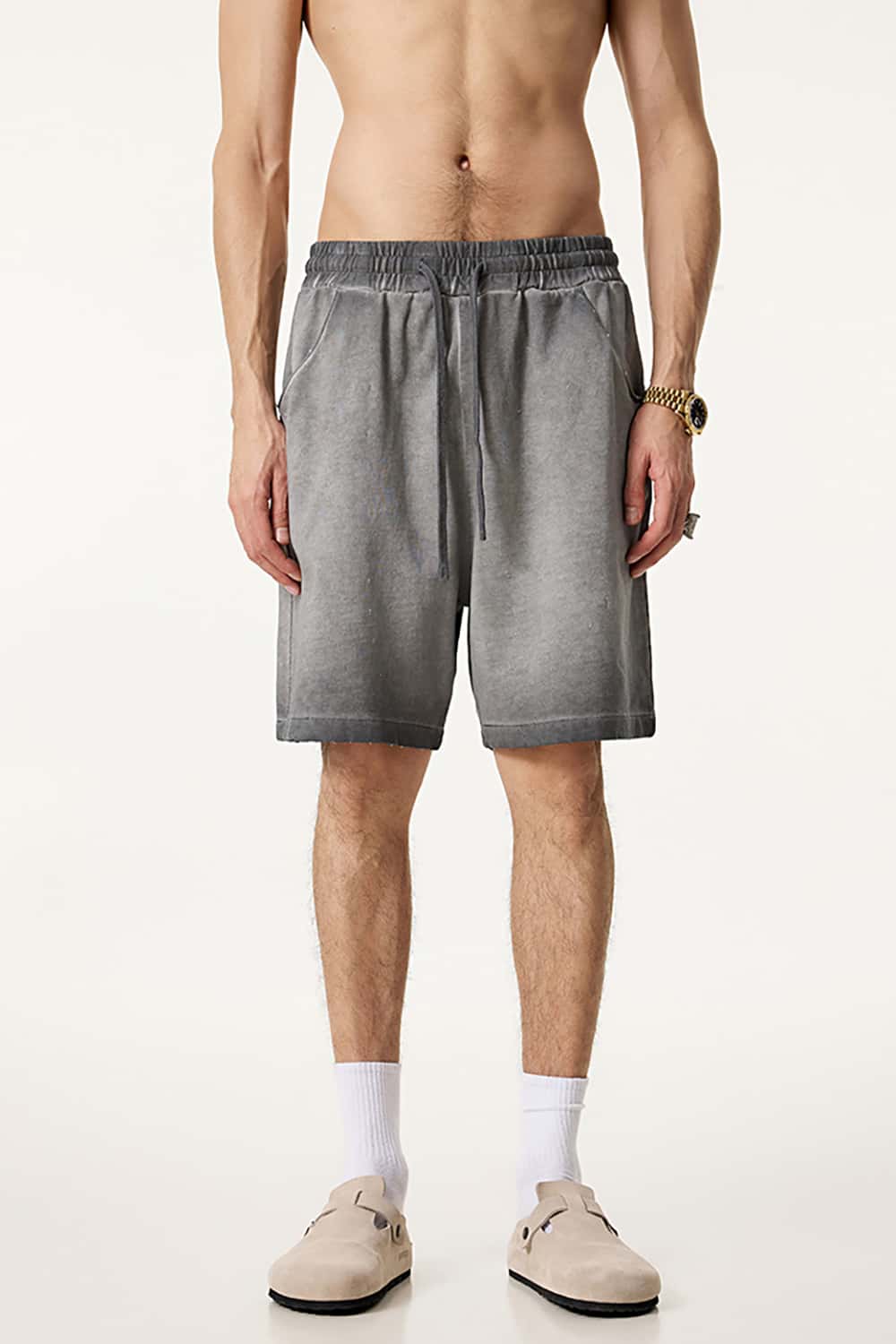 Washed Reverse-Dye Loose-Fit Casual Sports Shorts