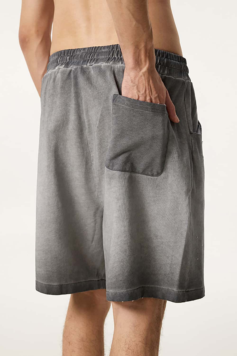 Washed Reverse-Dye Loose-Fit Casual Sports Shorts