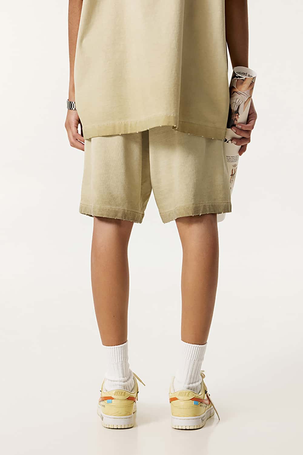 Washed Reverse-Dye Loose-Fit Casual Sports Shorts