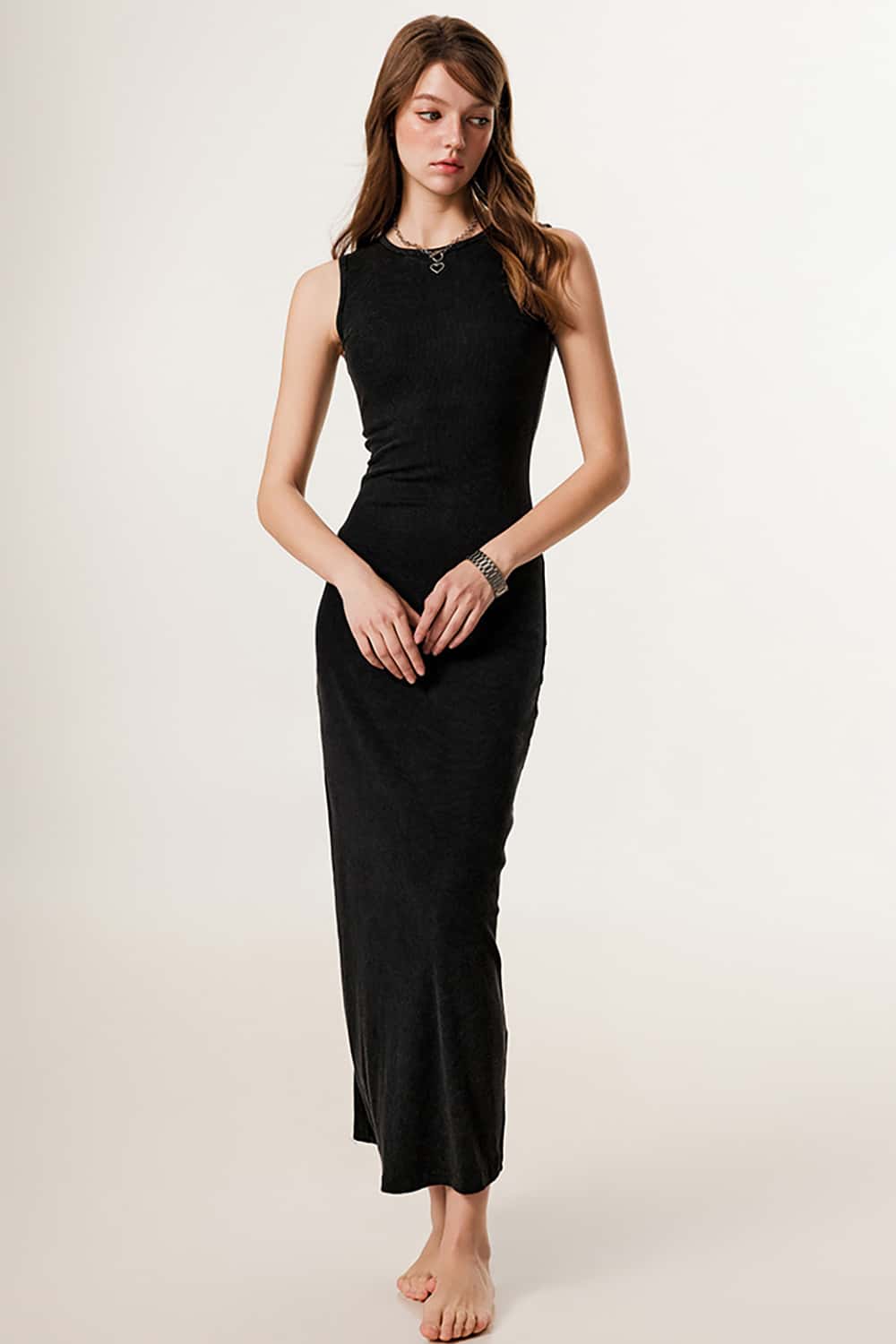 Sleeveless Slim-Fit Knit Midi Dress