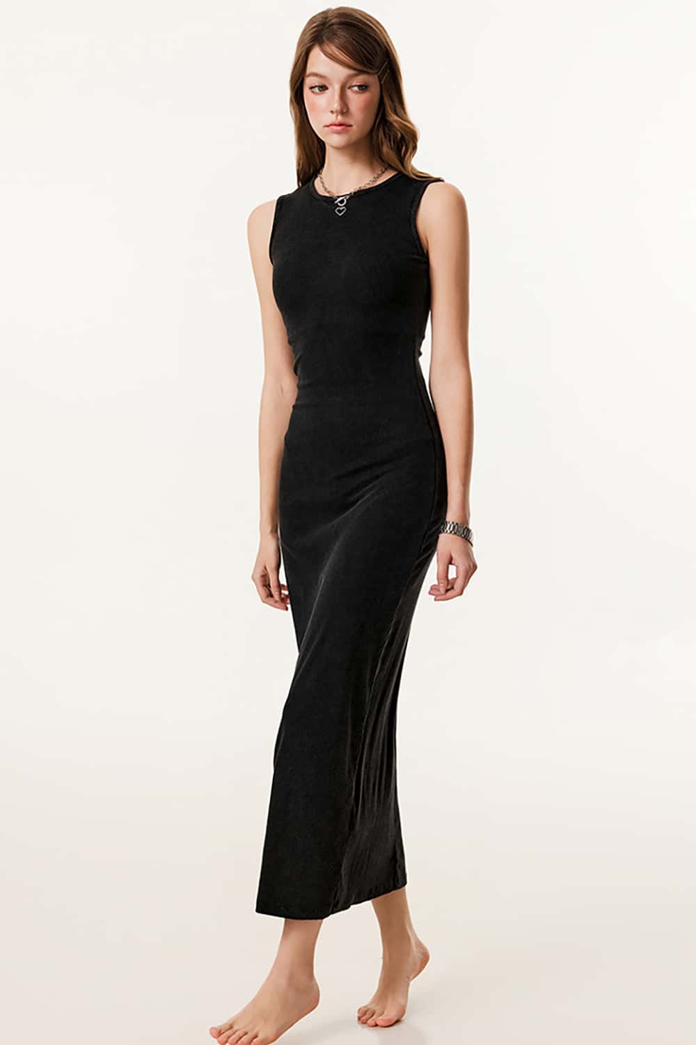 Sleeveless Slim-Fit Knit Midi Dress