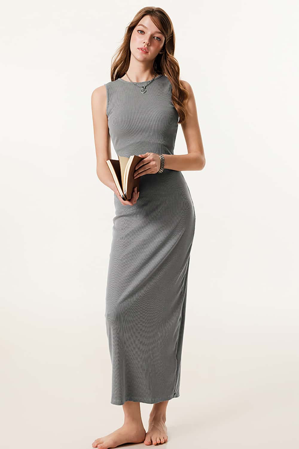 Sleeveless Slim-Fit Knit Midi Dress
