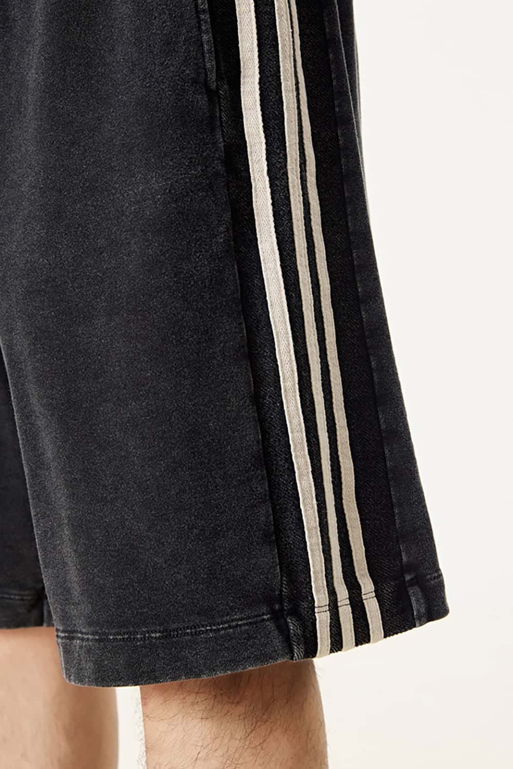 Casual Washed Shorts with Triple Stripe Side Detail in Plus Size