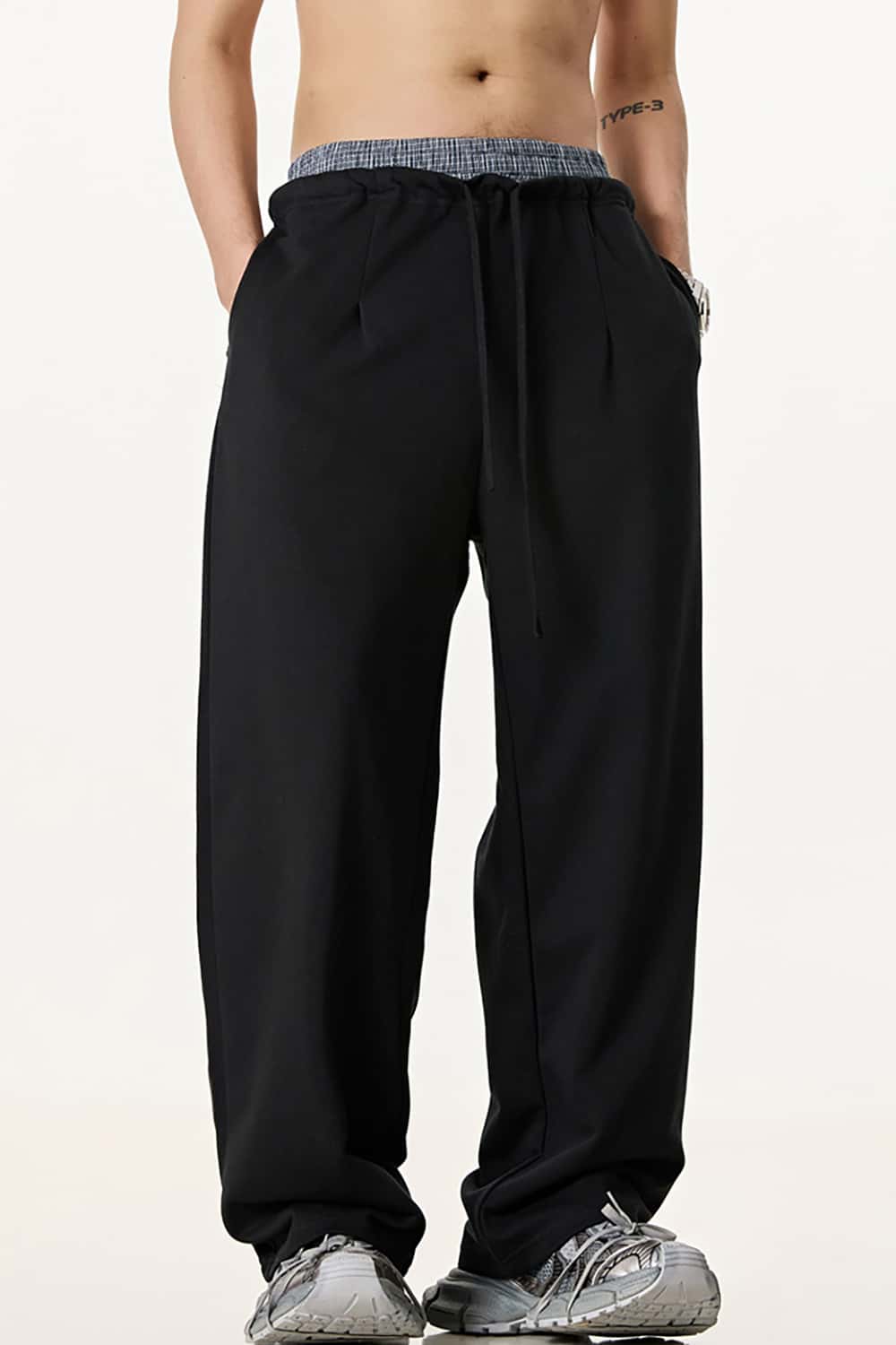 Unisex Double Waistband Wide-Leg Sweatpants