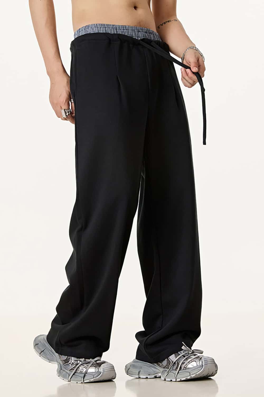 Unisex Double Waistband Wide-Leg Sweatpants