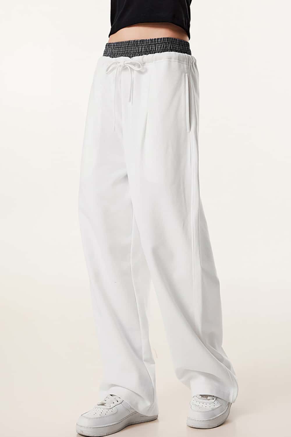 Unisex Double Waistband Wide-Leg Sweatpants