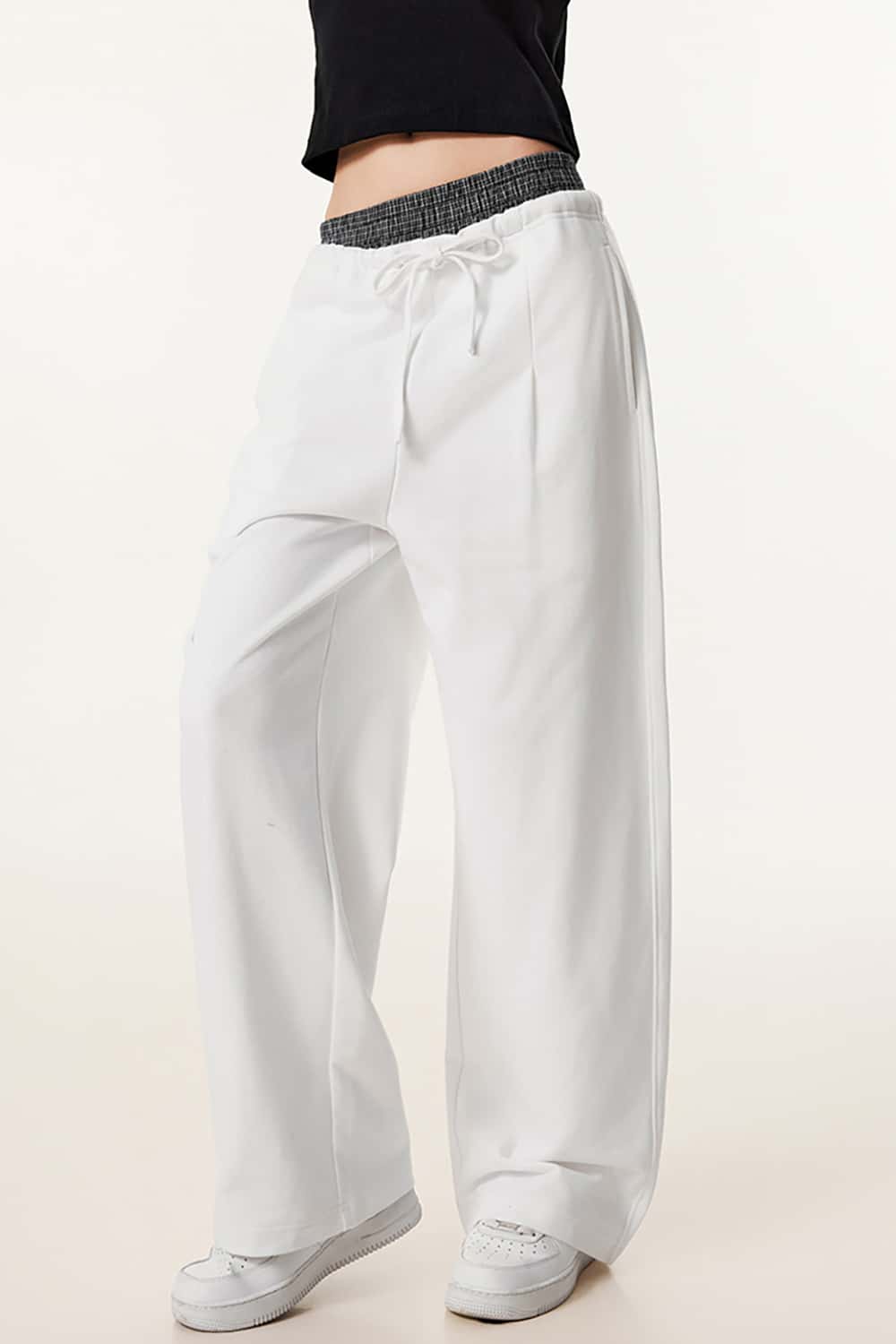 Unisex Double Waistband Wide-Leg Sweatpants