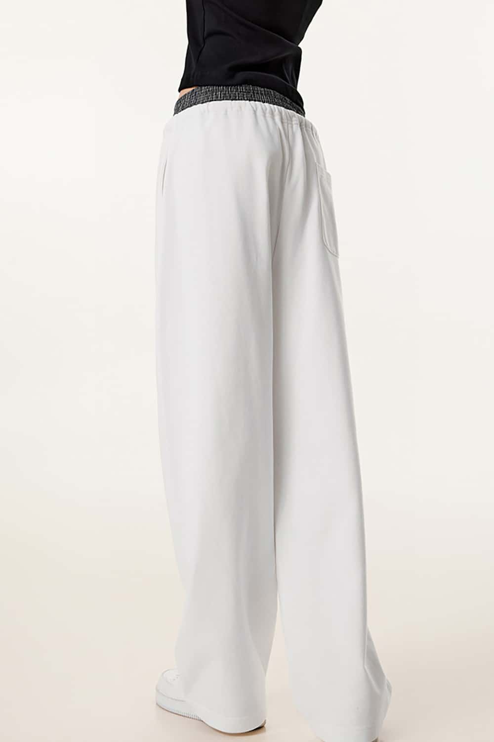 Unisex Double Waistband Wide-Leg Sweatpants