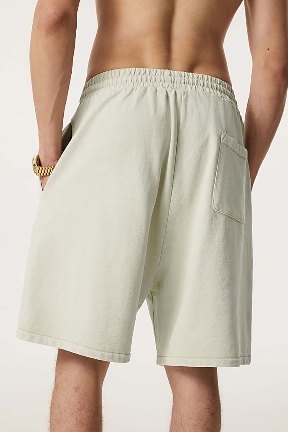 Washed Cotton Casual Shorts with Textured Pattern