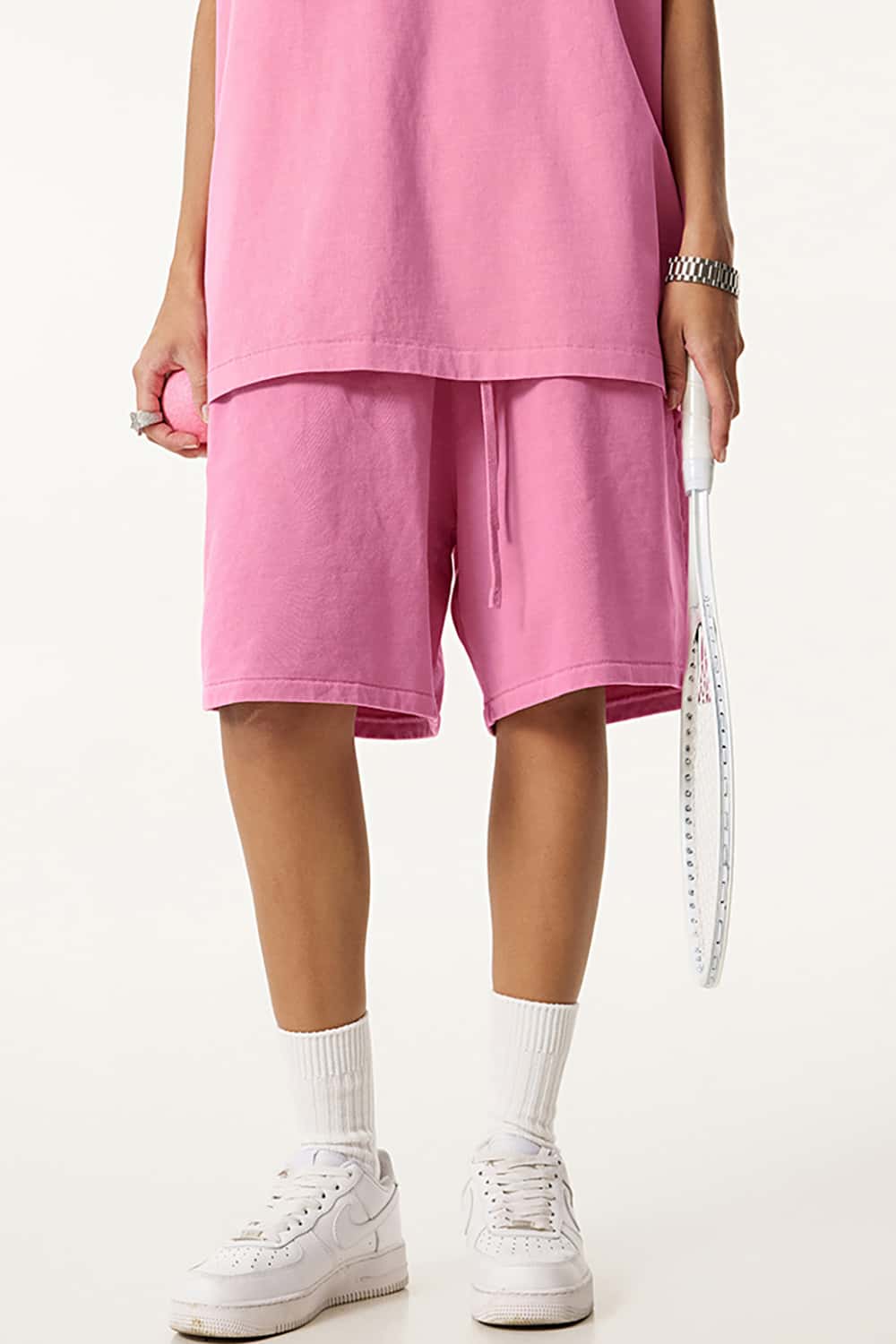 Washed Cotton Casual Shorts with Textured Pattern