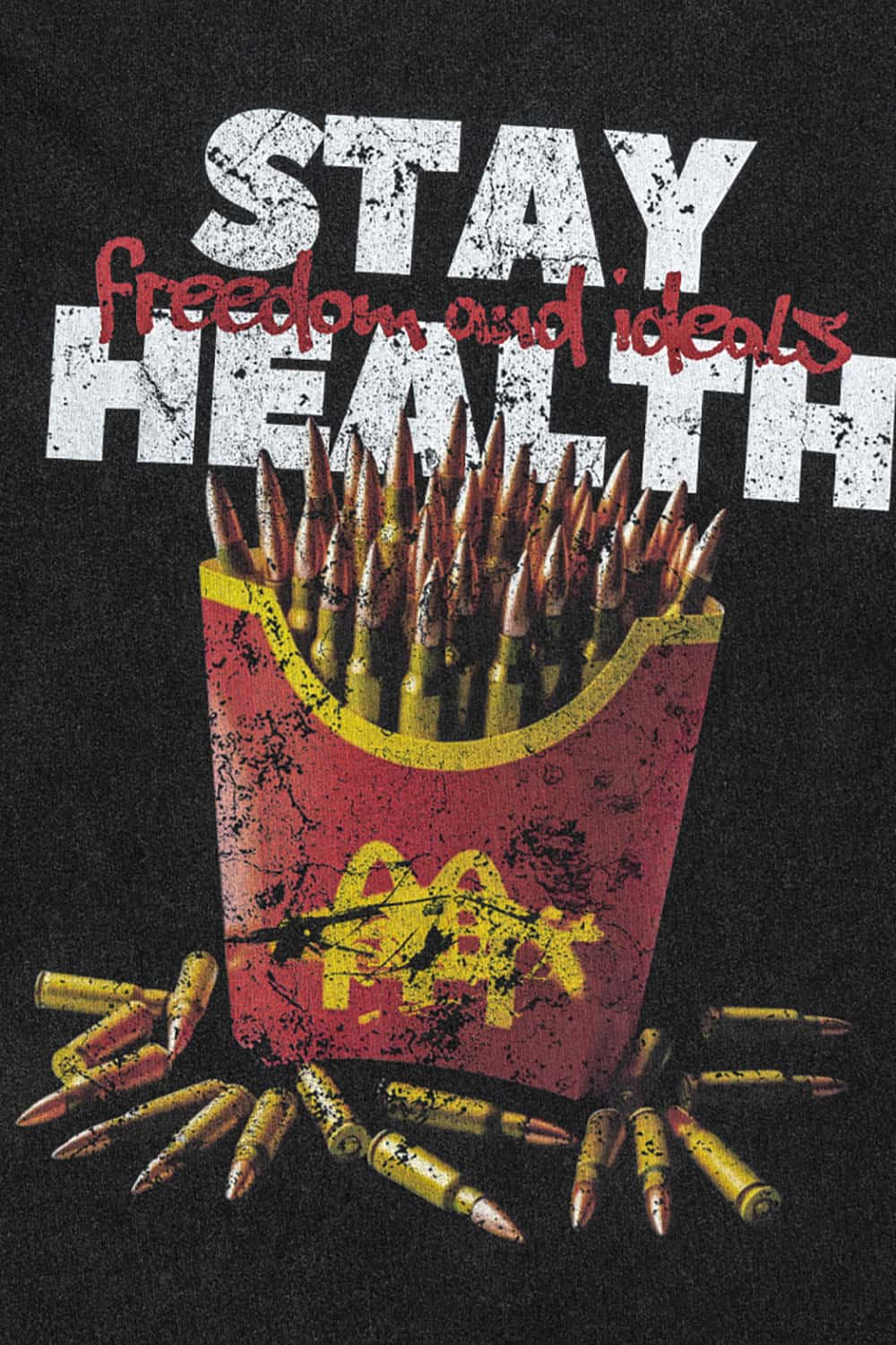 "Stay Healthy" Parody French Fries Graphic Cotton T-Shirt
