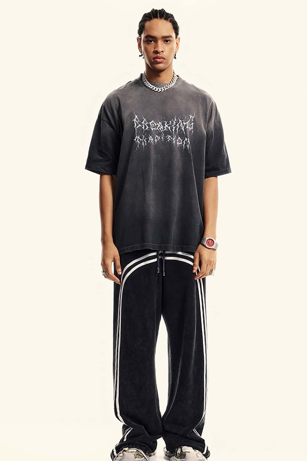 Streetwear Gradient Vine Font Short Sleeve T-Shirt