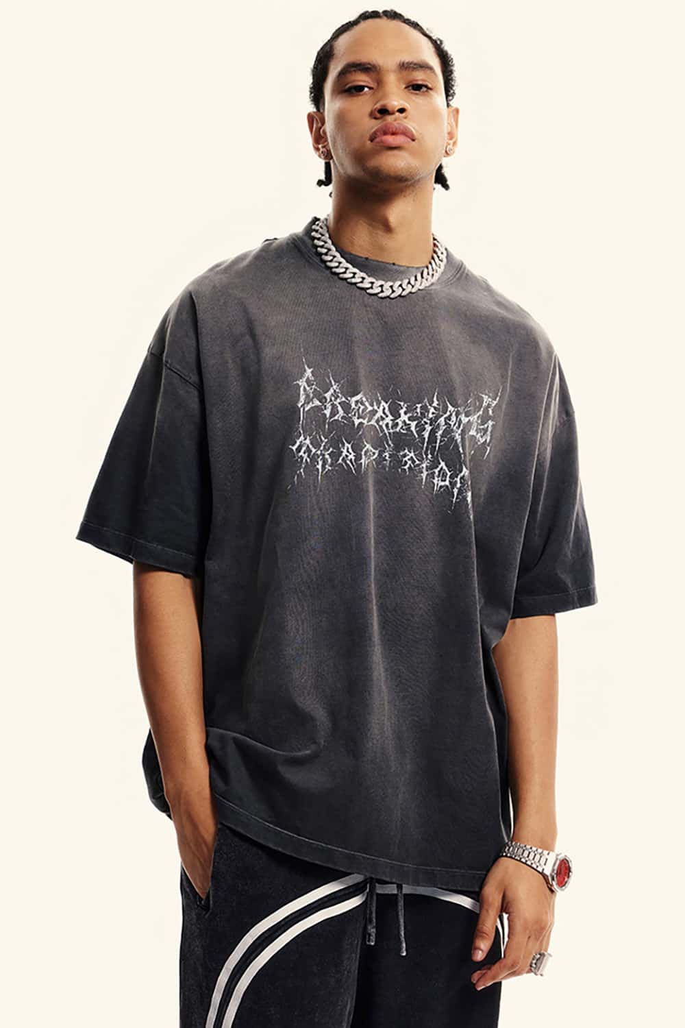 Streetwear Gradient Vine Font Short Sleeve T-Shirt