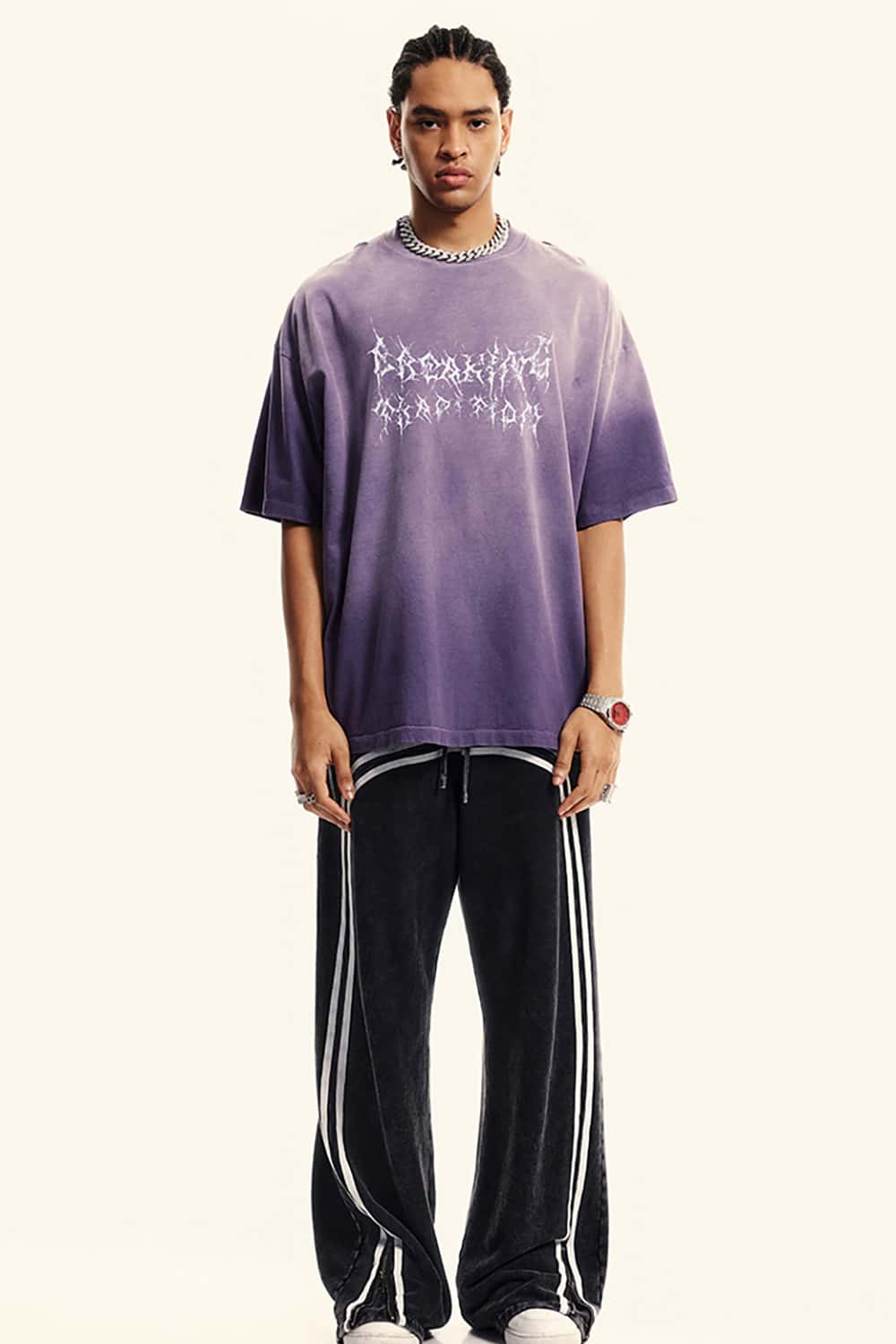 Streetwear Gradient Vine Font Short Sleeve T-Shirt