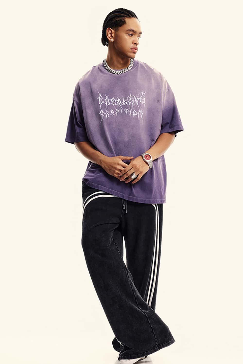 Streetwear Gradient Vine Font Short Sleeve T-Shirt