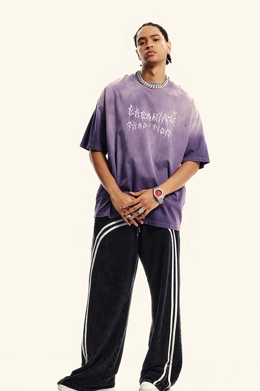 Streetwear Gradient Vine Font Short Sleeve T-Shirt