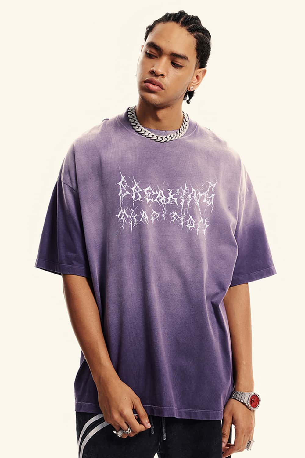 Streetwear Gradient Vine Font Short Sleeve T-Shirt