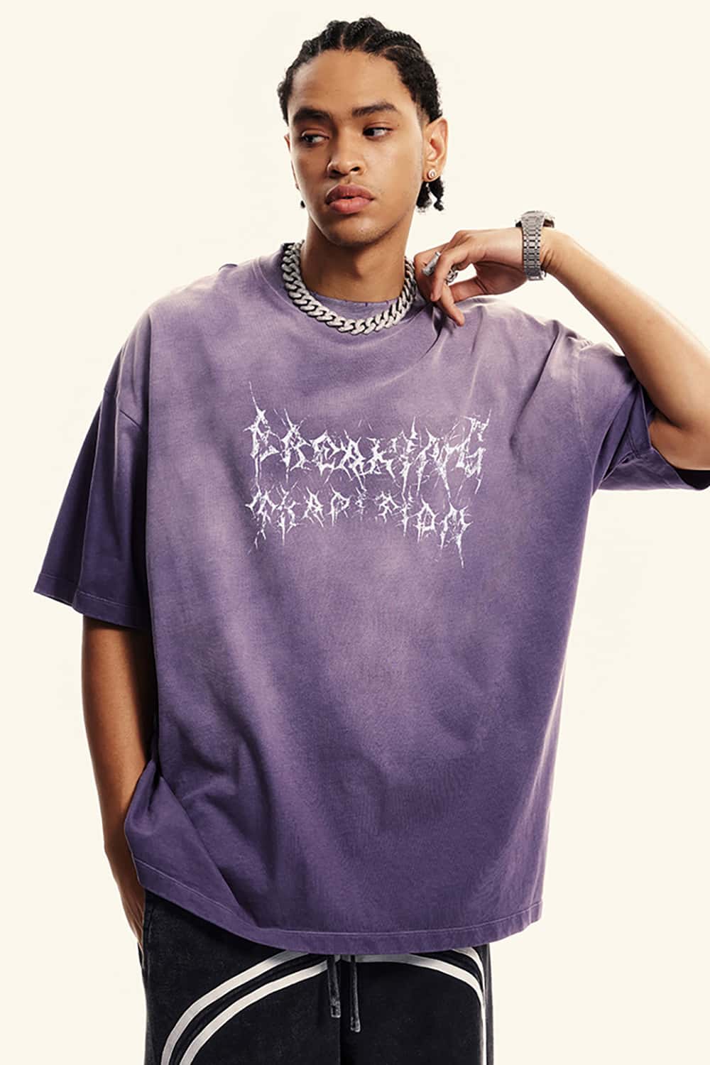 Streetwear Gradient Vine Font Short Sleeve T-Shirt