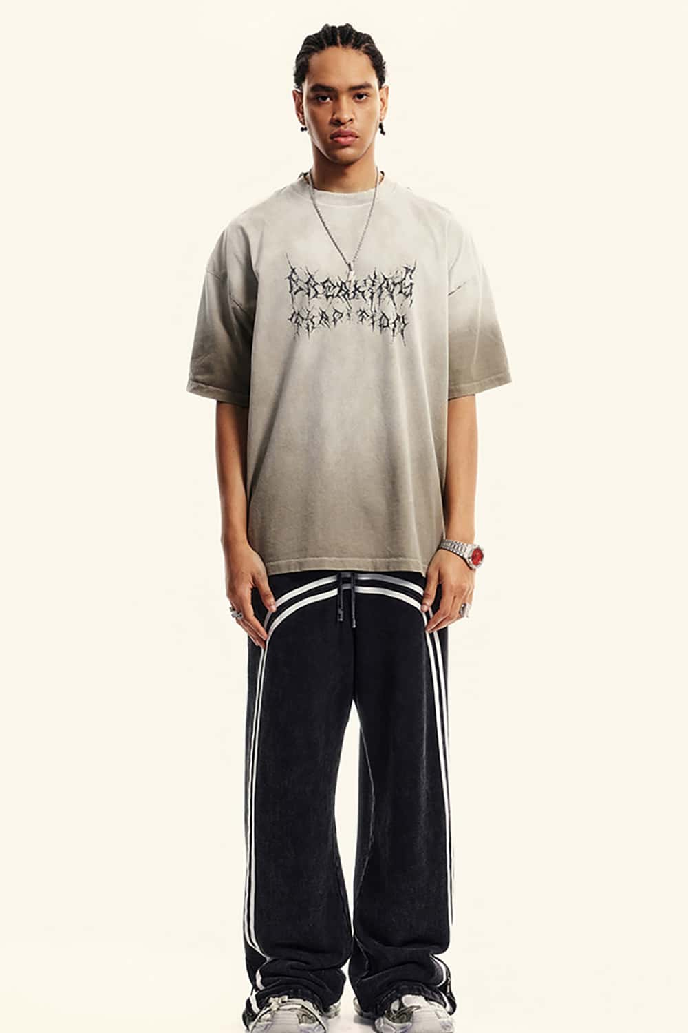 Streetwear Gradient Vine Font Short Sleeve T-Shirt