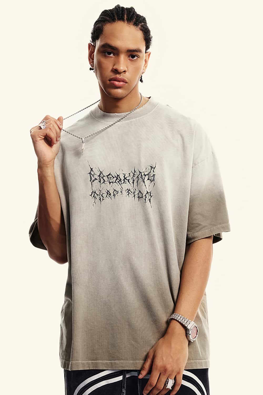 Streetwear Gradient Vine Font Short Sleeve T-Shirt