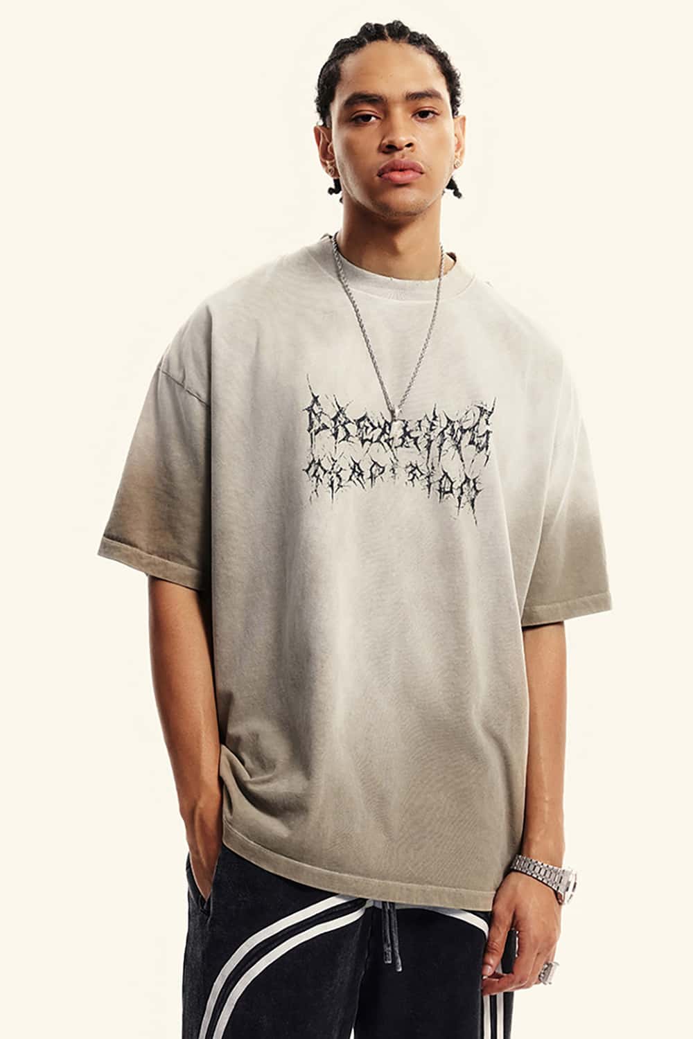 Streetwear Gradient Vine Font Short Sleeve T-Shirt