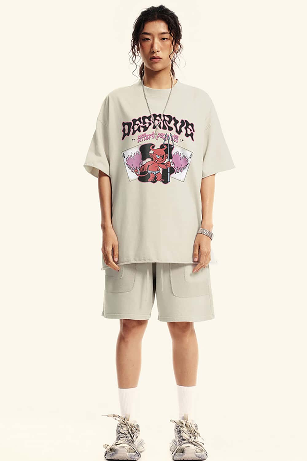 "Deserve" Vintage Washed Cotton Graphic T-Shirt