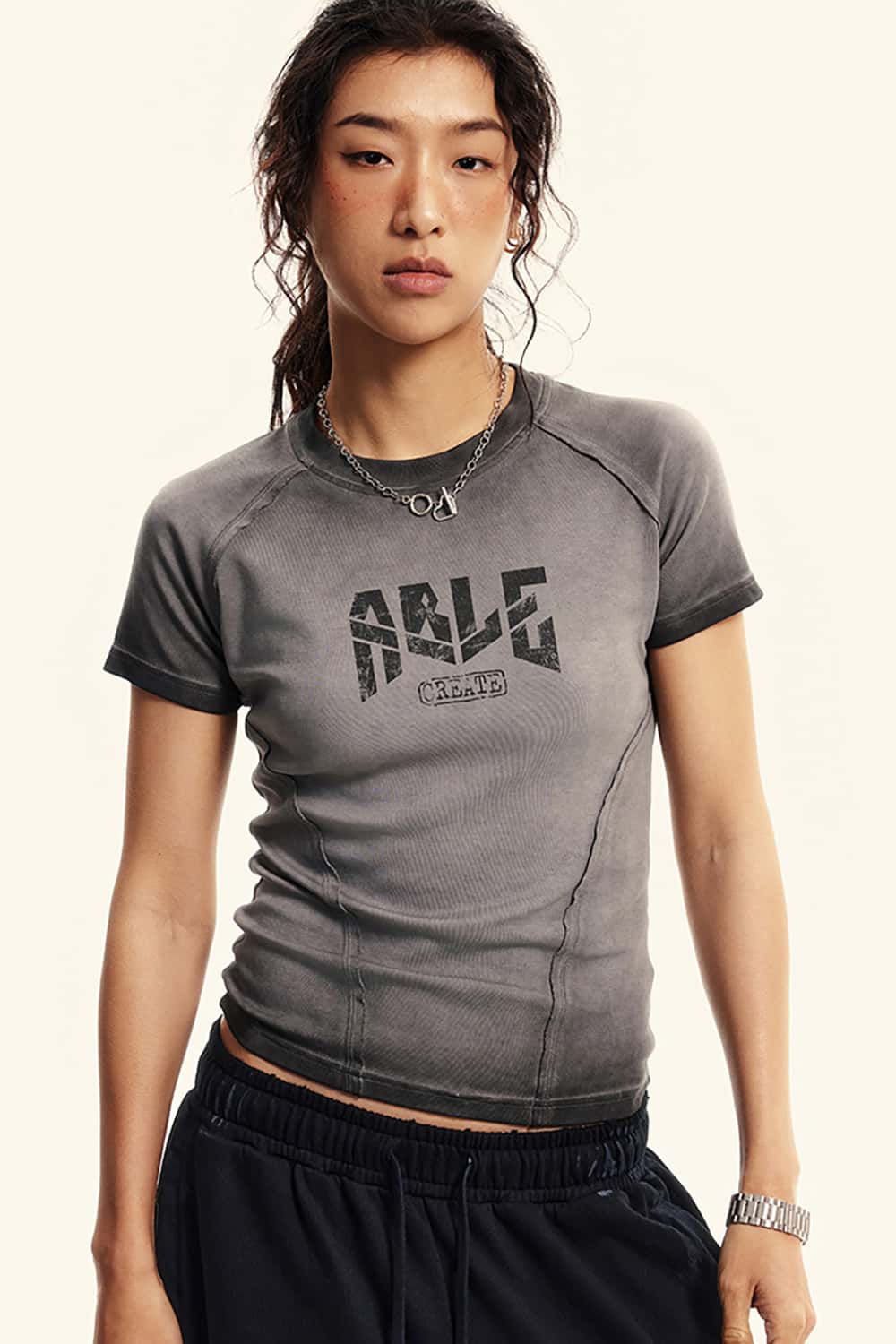 Vintage Slim-Fit Shoulder-Align Washed Short Sleeve T-Shirt