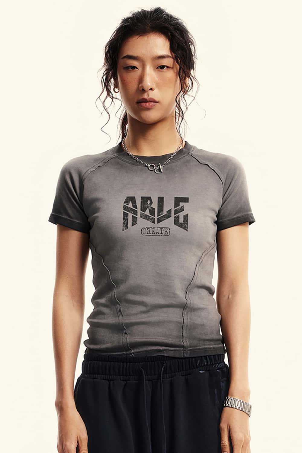Vintage Slim-Fit Shoulder-Align Washed Short Sleeve T-Shirt