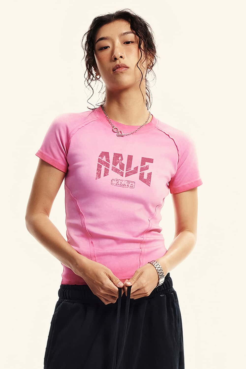 Vintage Slim-Fit Shoulder-Align Washed Short Sleeve T-Shirt