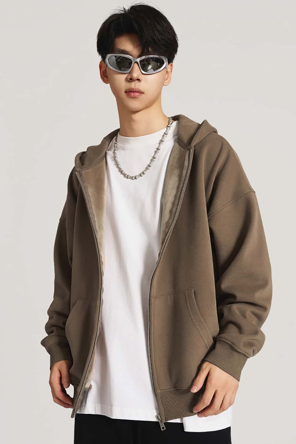 Heavyweight 420g Fleece-Lined Hoodie _ Unisex Oversized Zip-Up Hooded Sweatshirt