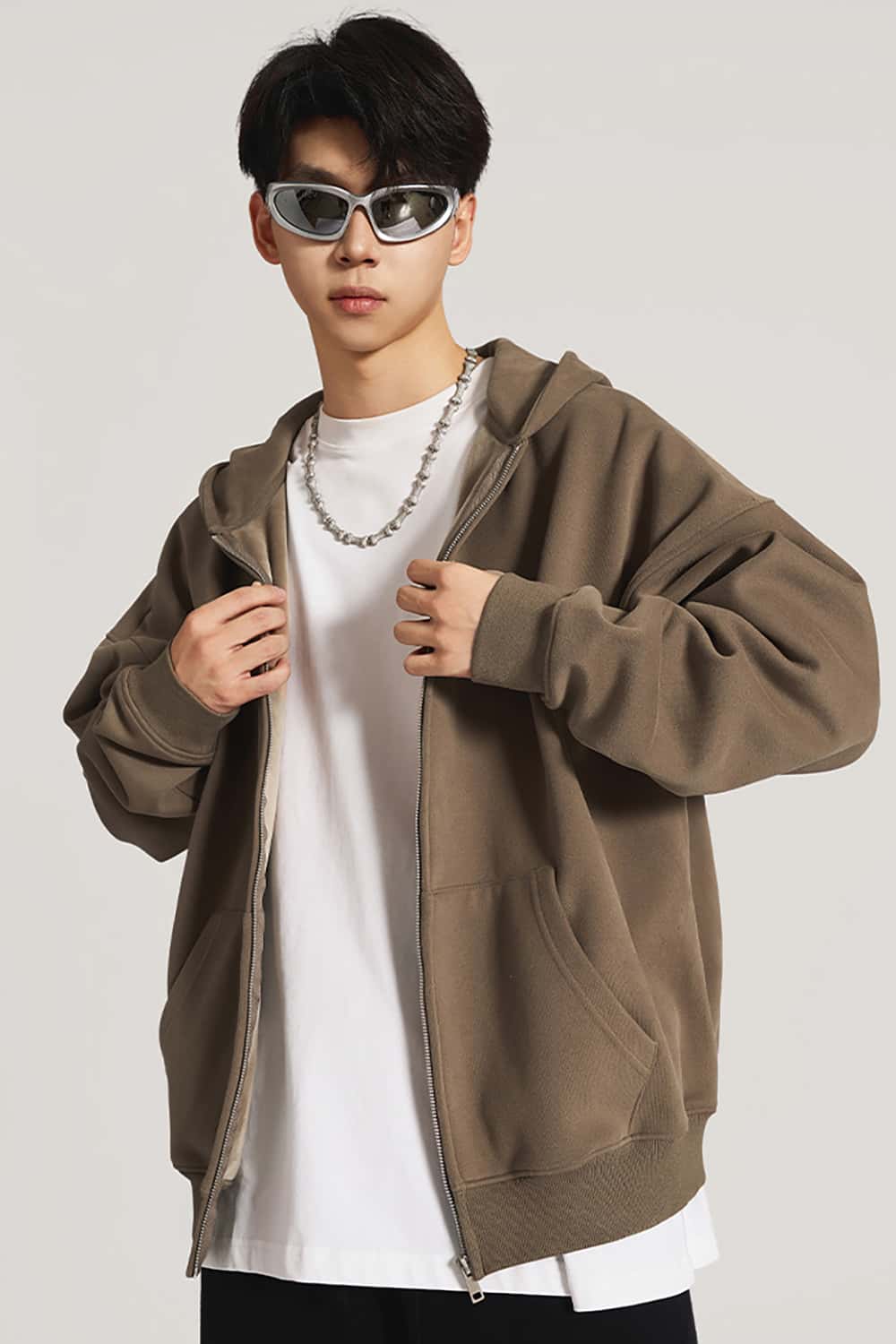 Heavyweight 420g Fleece-Lined Hoodie _ Unisex Oversized Zip-Up Hooded Sweatshirt