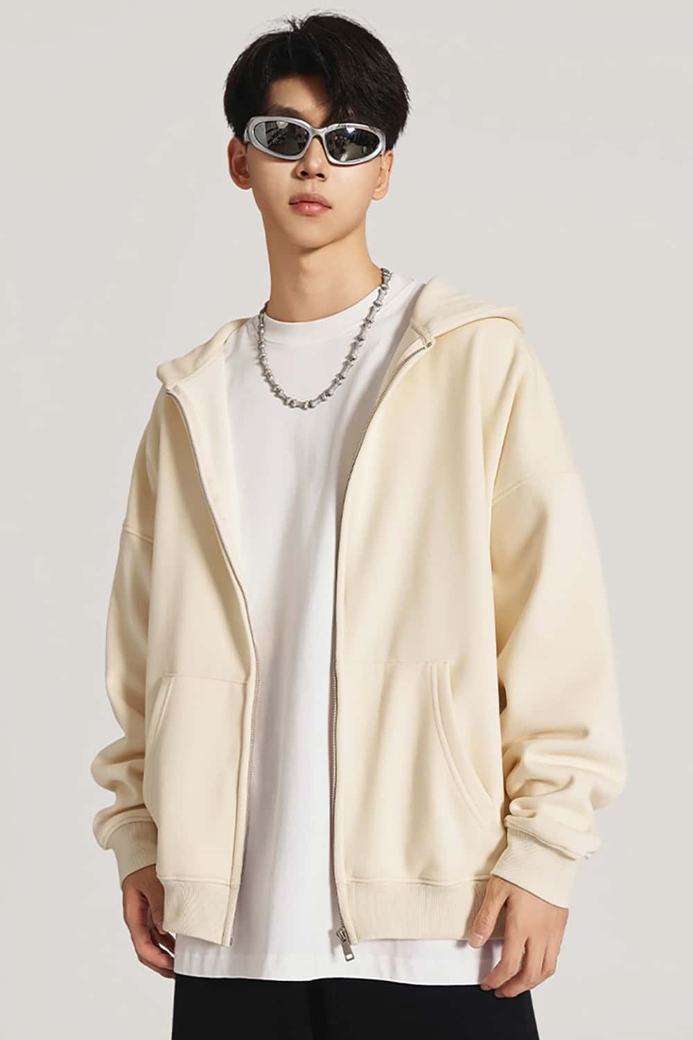 Heavyweight 420g Fleece-Lined Hoodie _ Unisex Oversized Zip-Up Hooded Sweatshirt