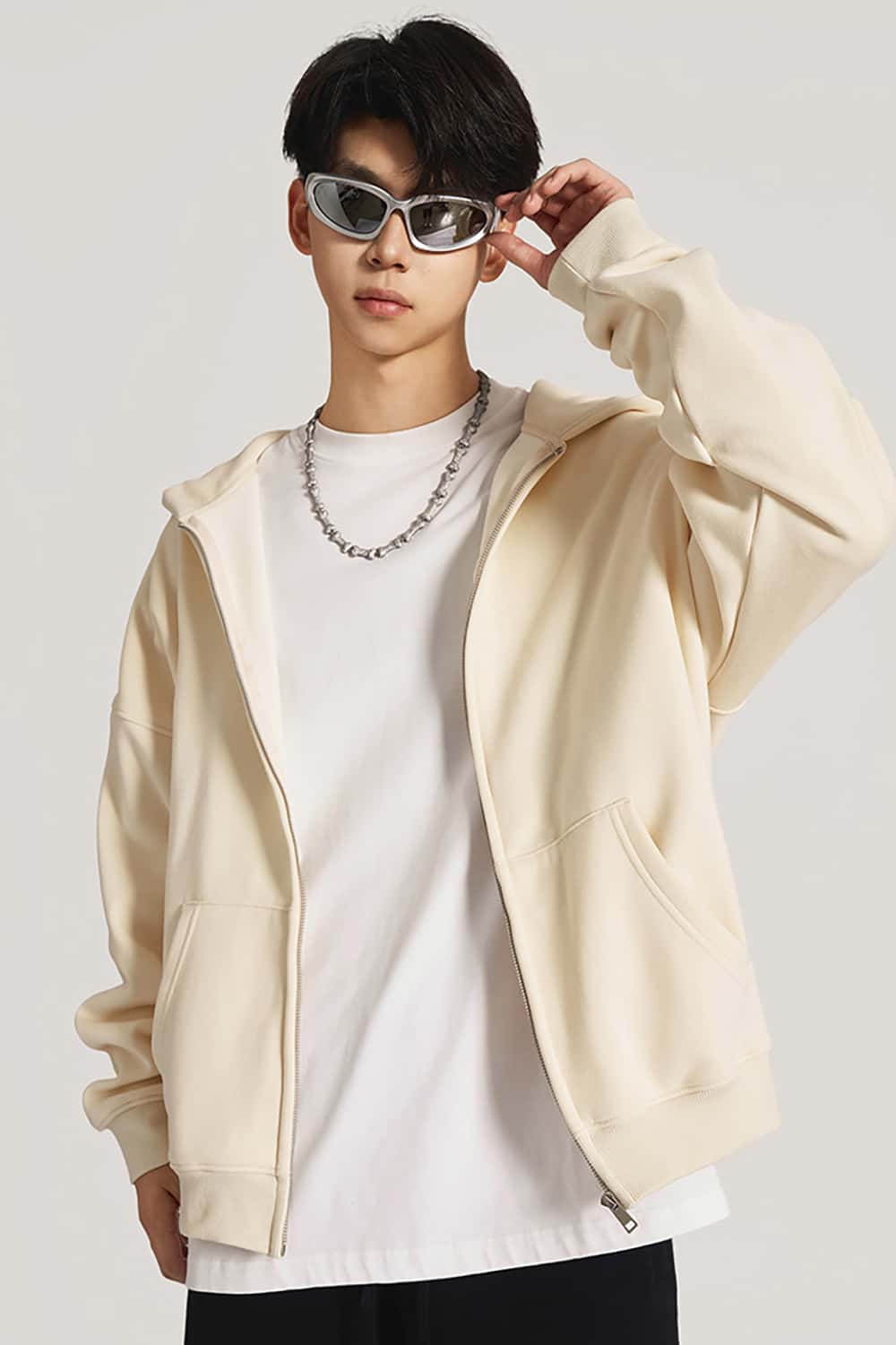Heavyweight 420g Fleece-Lined Hoodie _ Unisex Oversized Zip-Up Hooded Sweatshirt