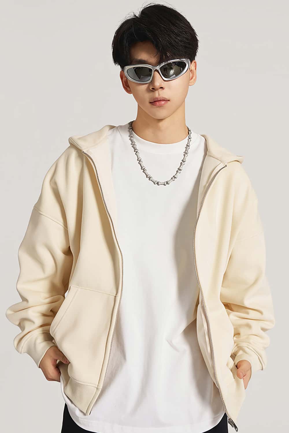 Heavyweight 420g Fleece-Lined Hoodie _ Unisex Oversized Zip-Up Hooded Sweatshirt