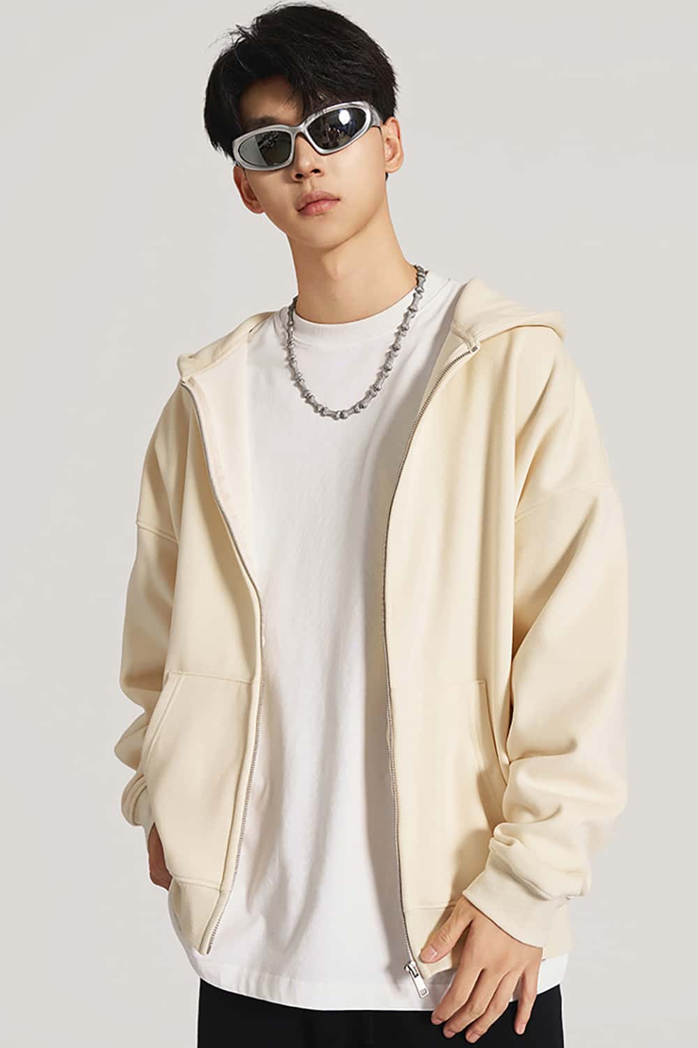 Heavyweight 420g Fleece-Lined Hoodie _ Unisex Oversized Zip-Up Hooded Sweatshirt