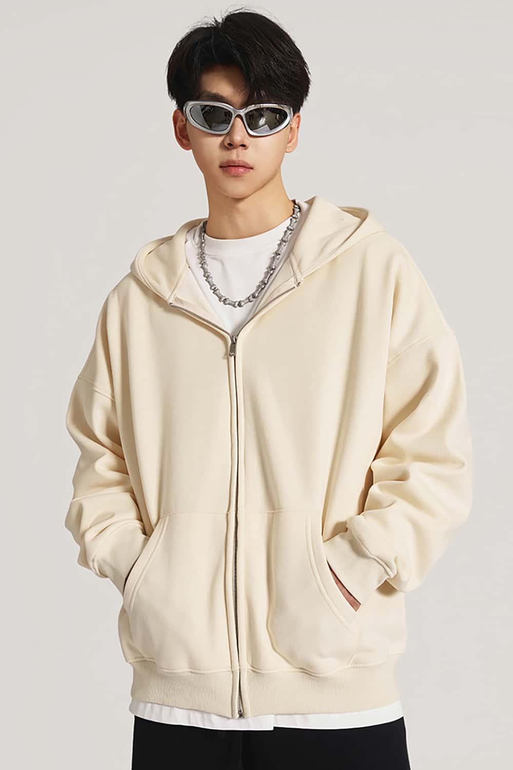Heavyweight 420g Fleece-Lined Hoodie _ Unisex Oversized Zip-Up Hooded Sweatshirt