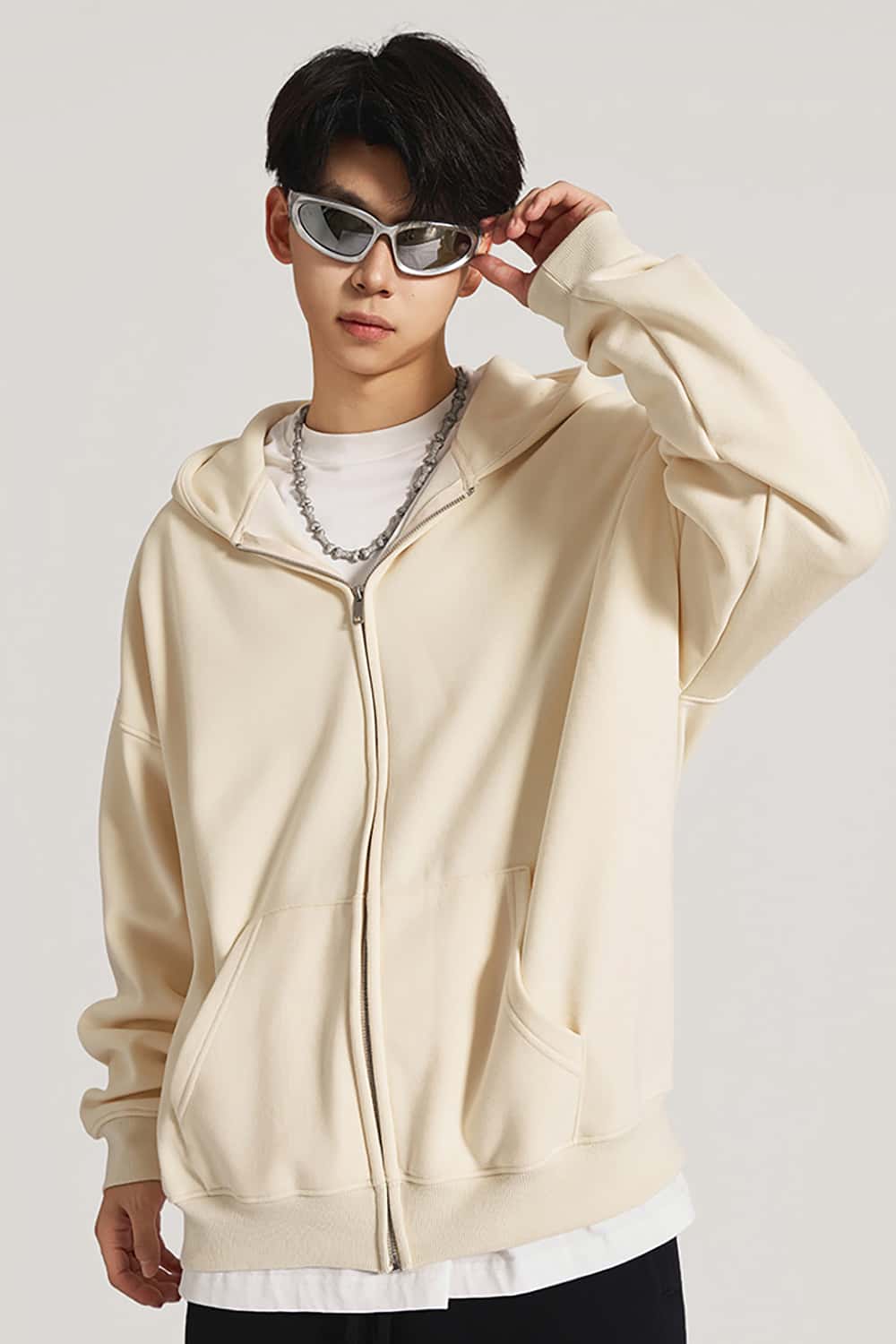 Heavyweight 420g Fleece-Lined Hoodie _ Unisex Oversized Zip-Up Hooded Sweatshirt