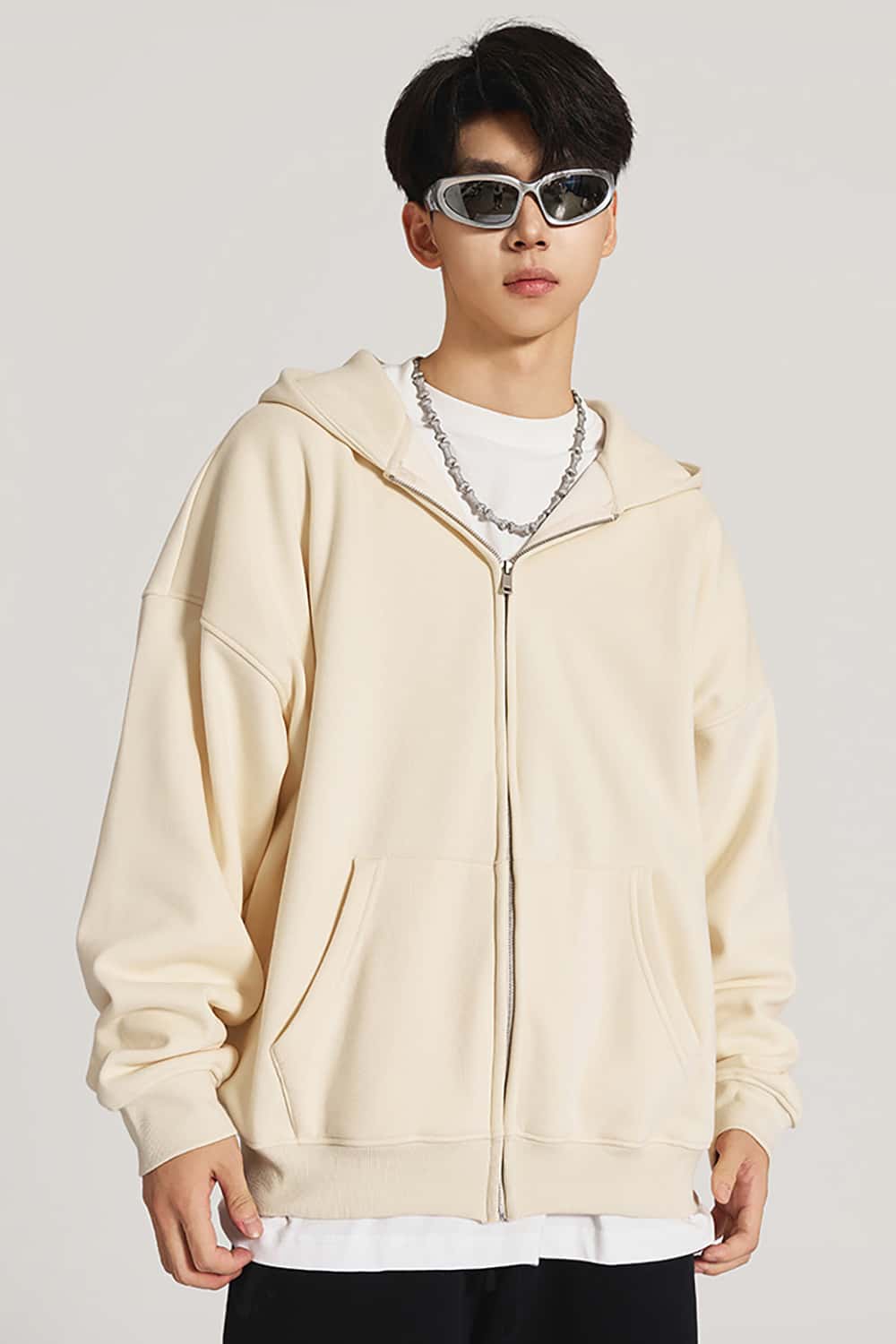 Heavyweight 420g Fleece-Lined Hoodie _ Unisex Oversized Zip-Up Hooded Sweatshirt