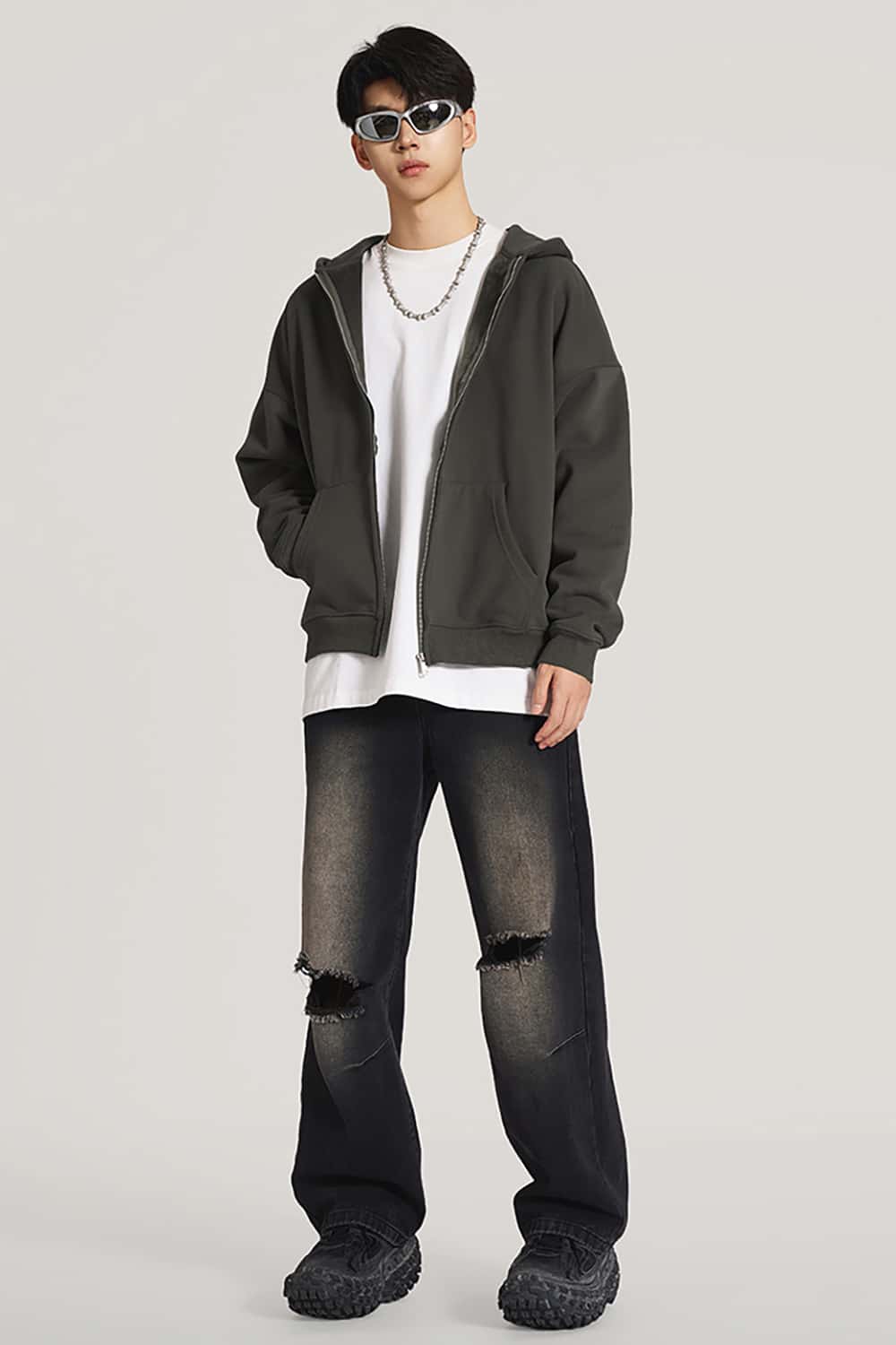 Heavyweight 420g Fleece-Lined Hoodie _ Unisex Oversized Zip-Up Hooded Sweatshirt